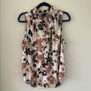 Floral Sleeveless Top - Black and Brown